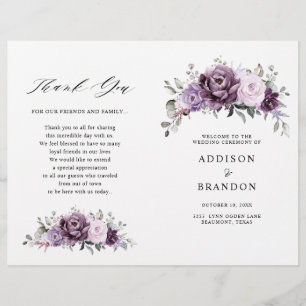 Shades of Dusty Paarse Blooms Wedding Programme
