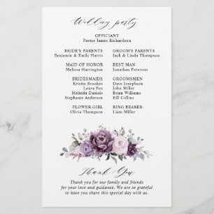 Shades of Dusty Purple Blooms Programme de mariage