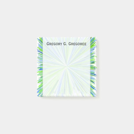 Shades of Green and Blue Line Burst Pattern + Name Post-it® Notes (Voorkant)