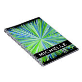 Shades of Green/Blue Line Burst Pattern + Name Notitieboek (Rechterzijde)