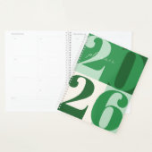 Shades of Green Bold Year Color Block Planner (Devant avec enveloppe)