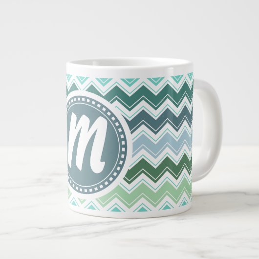 Shades of Green Elegant Chevron Pattern Extra Grote Beker (Voorkant rechts)