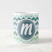 Shades of Green Elegant Chevron Pattern Extra Grote Beker (Voorkant)