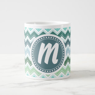 Shades of Green Elegant Chevron Pattern Extra Grote Beker