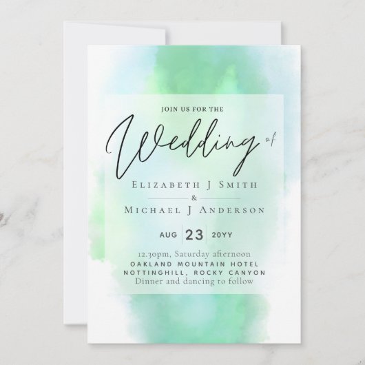 Shades of Green Modern Budget Wedding Invitation (Voorkant)