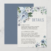 Shades of Grey Dusty Blue Winter Rustic Wedding Informatiekaartje (Voorkant / Achterkant)