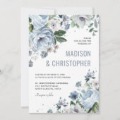 Shades of Grey Dusty Blue Winter Rustic Wedding Kaart (Voorkant)
