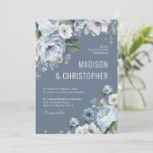 Shades of Grey Dusty Blue Winter Rustic Wedding Kaart (Staand voorkant)