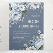 Shades of Grey Dusty Blue Winter Rustic Wedding Tr Drieluik Aankondiging (Binnenkant midden)