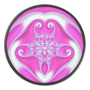 ~ Shades of Hot Pink en White ~ Hockey Puck