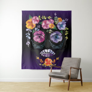 Shades of Lavender Vrouw Flower Skull Wandkleed