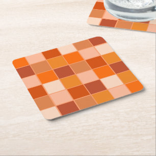 Shades of Oranje Squares Vierkante Kartonnen Onderzetter