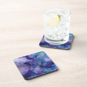 Shades of Paarse Blue Waterverf Marged Swirls Bier Onderzetter (Rechterzijde)