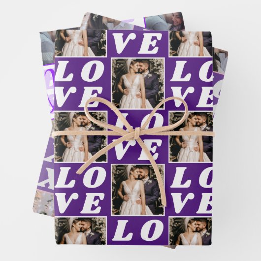 Shades of Paarse kerstfoto 3 Gift Inpakpapier Vel (In situ)