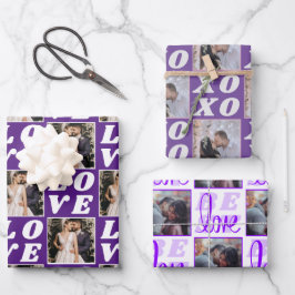 Shades of Paarse kerstfoto 3 Gift Inpakpapier Vel