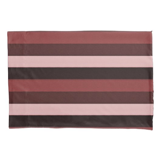 Shades of Pink and Burgundy Striped Kussensloop (Voorkant-Links)