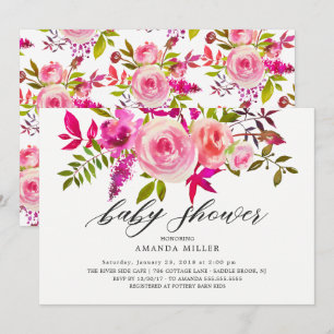 Shades of Pink Floral Baby shower Invitation Kaart