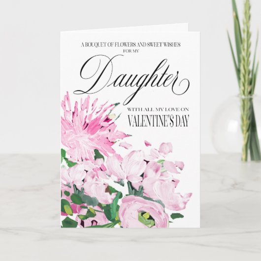 Shades of Pink Floral Bouquet Valentijn Dochter Kaart (Voorkant)