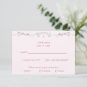 Shades of Pink Foliage Monogram RSVP Response Card (Debout devant)