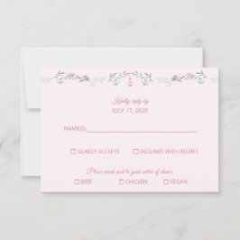 Shades of Pink Foliage Monogram RSVP Response Card Kaartje
