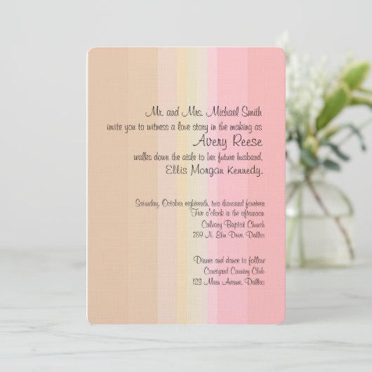 Shades of Pink Ombre Wedding Invitation Kaart (Staand voorkant)