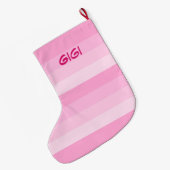 Shades of Pink Stripes kerstmis Grote Kerstsok (Achterkant (Hangend))