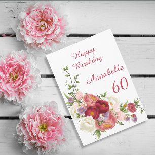 Shades of Pink White Peony Flower Happy Birthday Kaart