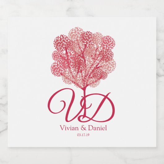 Shades of Red of Elegant Tree Design Bier Etiket (Enkel label)