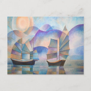 Shades of Tranquility Oriental Junks Briefkaart