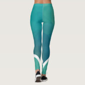 Shades of turquoise met witte strepe modern leggings (Achterkant)