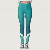 Shades of turquoise met witte strepe modern leggings (Voorkant)
