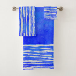 Shades of White and Blue Striped Pattern Bad Handdoek