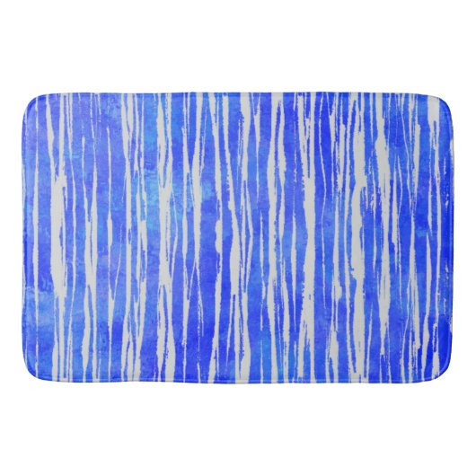 Shades of White and Blue Striped Pattern Badmat (Voorkant)