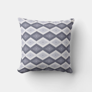 Shades van blauw grijs diamantpatroon kussen