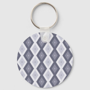 Shades van blauw grijs diamantpatroon sleutelhanger