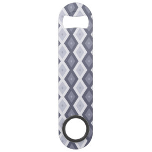 Shades van blauw grijs diamantpatroon speed flessenopener