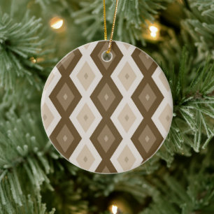 Shades van bruin diamantpatroon keramisch ornament