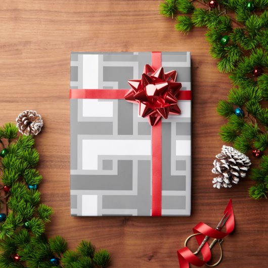 Shades van grijze MCM Mid Century Abstract Modern Cadeaupapier (Feestdagen Geschenken)