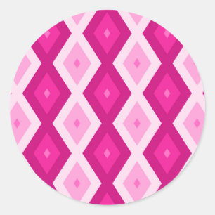 Shades van het diamantpatroon van fuchsia ronde sticker