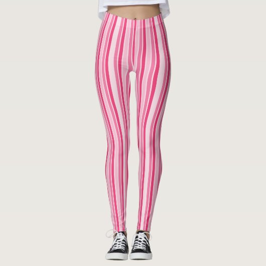 Shades van roze strepen leggings (Voorkant)