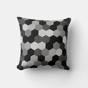 Shades van zwart-wit geometrische zeshoek kussen