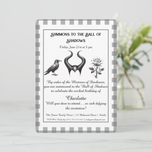 Shadow Ball Dark Fantasy Birthday Design Script Kaart (Staand voorkant)