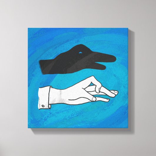 Shadow Duck op Blue Canvas Afdruk (Voorkant)