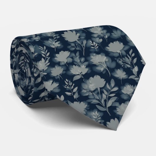 Shadow Floral Silhouette Pattern Stropdas (Opgerold)