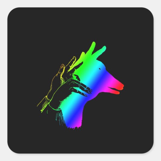 Shadow Hand Puppet Illustratie Vierkante Sticker (Voorkant)