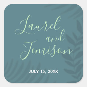 Shadow Palm Blauwgroen Vierkante Sticker