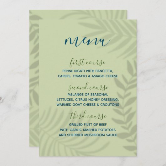 Shadow Palm Sage Menu (Voorkant / Achterkant)