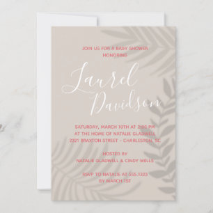 Shadow Palm Tan en Coral Shower Invitation Kaart