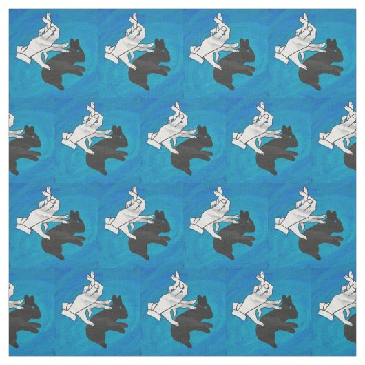 Shadow Rabbit op Blue Stof (Swatch)