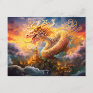 Shadow & Shine – Chinese Airbrush Draak in Goud o Briefkaart